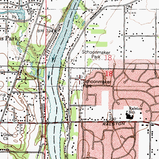 Topographic Map of Schoonmaker Park, IL