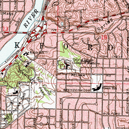 Topographic Map of University of Illinois-College of Medicine at Rockford, IL