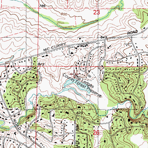 Topographic Map of The Ledges County Forest Preserve, IL