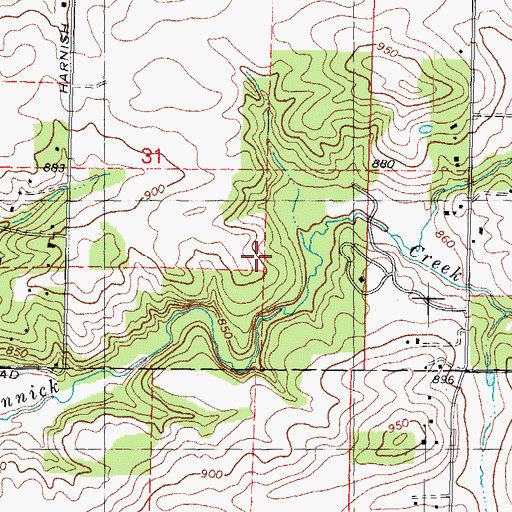 Topographic Map of Kinnikinnick Creek Nature Preserve, IL