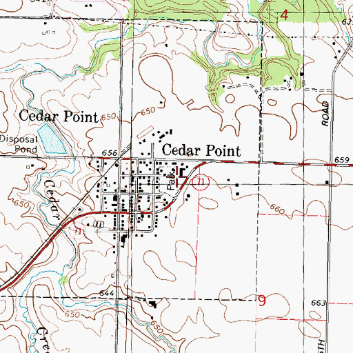 Topographic Map of Cerri Memorial Park, IL