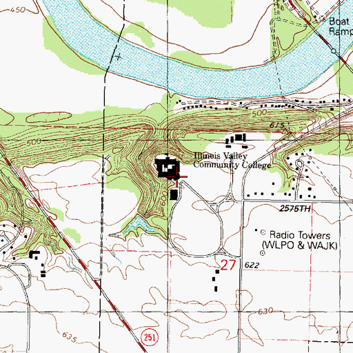 Topographic Map of Illinois Valley Community College, IL