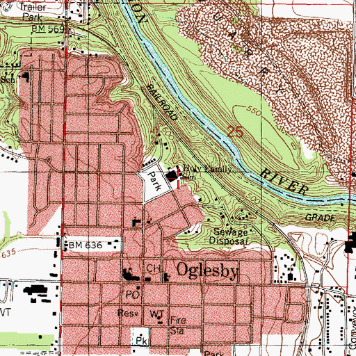 Topographic Map of Holy Family School, IL
