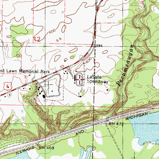 Topographic Map of La Salle Speedway, IL