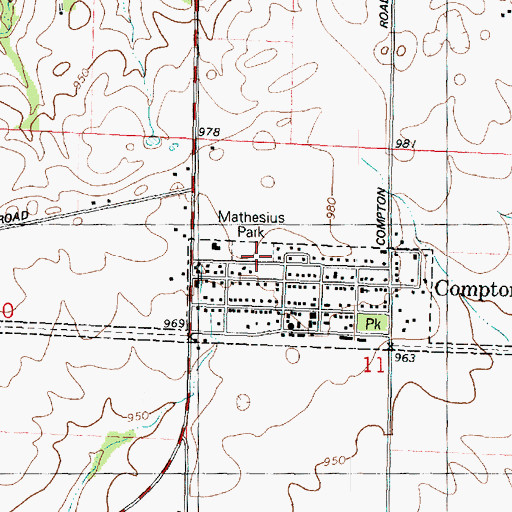 Topographic Map of Mathesius Park, IL