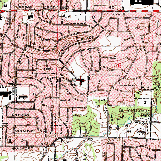 Topographic Map of Brookview Elementary School, IL