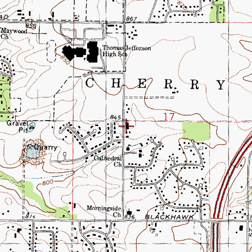 Topographic Map of Gunsolas School, IL