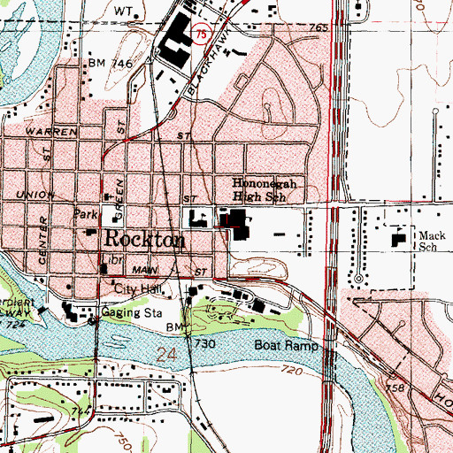 Topographic Map of Hononegah Community High School, IL