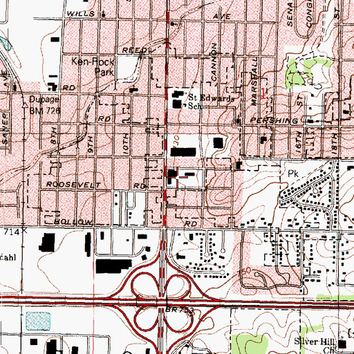 Topographic Map of Morris Kennedy Middle School (historical), IL
