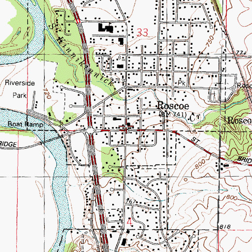 Topographic Map of Roscoe, IL