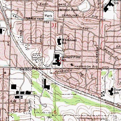 Topographic Map of Bernard W Flinn Middle School, IL