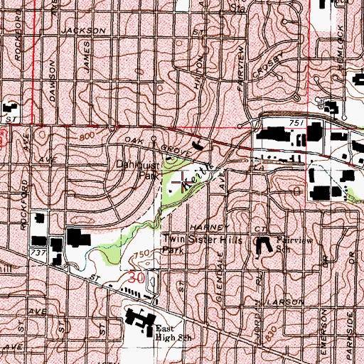 Topographic Map of Dahlquist Park, IL