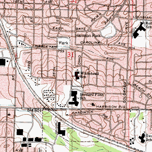 Topographic Map of Whitehead Elementary School, IL