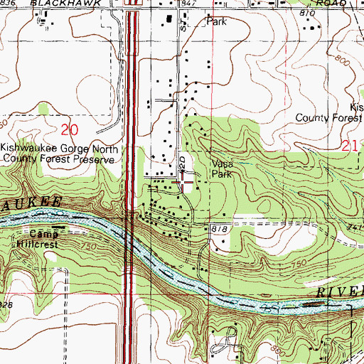 Topographic Map of Kishwaukee Glen, IL