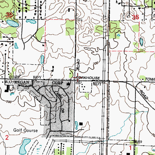 Topographic Map of Townline School (historical), IL