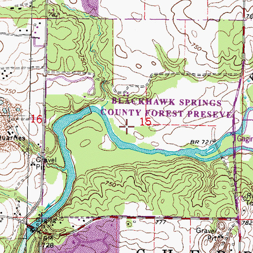 Topographic Map of Blackhawk Springs County Forest Preserve, IL