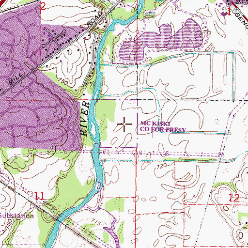 Topographic Map of McKiski County Forest Preserve, IL