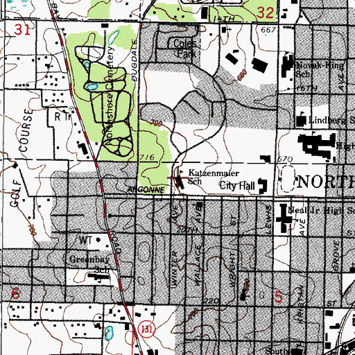 Topographic Map of A J Katzenmaier Elementary School, IL