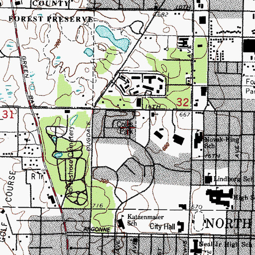 Topographic Map of Coles Park, IL