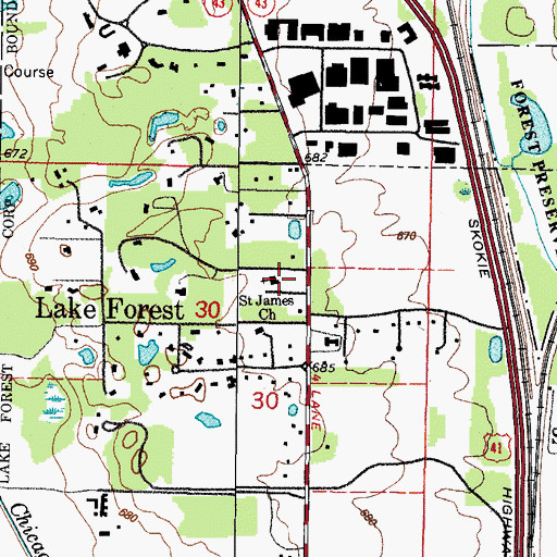 Topographic Map of Saint James Lutheran Church, IL