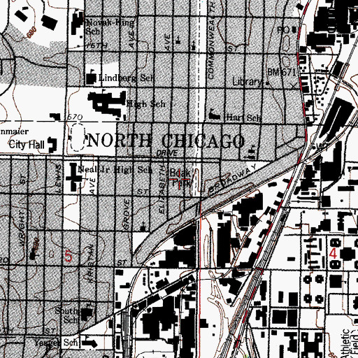 Topographic Map of Boak Park, IL