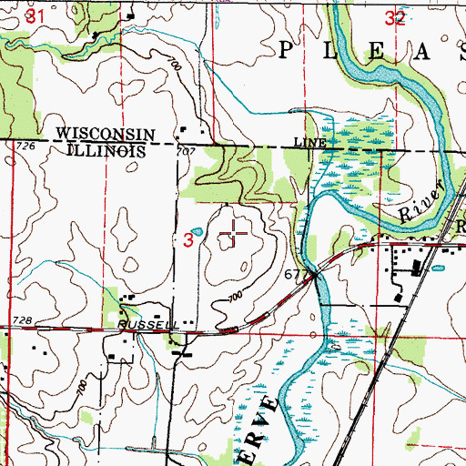 Topographic Map of Russell Road Scout Camping Area, IL