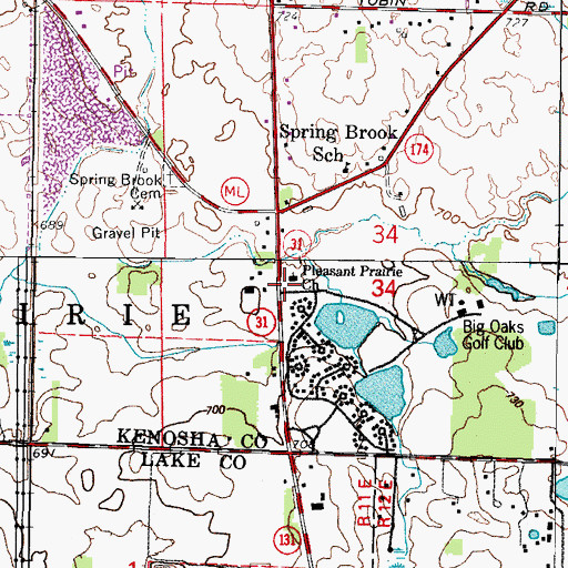 Topographic Map of Pleasant Prairie Baptist Church, IL