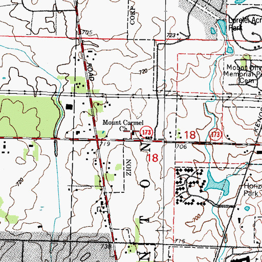 Topographic Map of Mount Carmel Baptist Church, IL