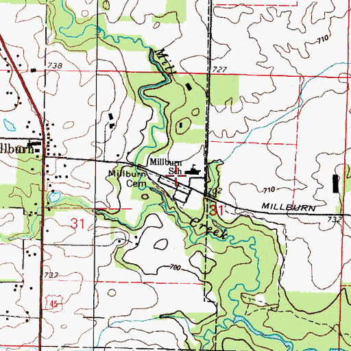 Topographic Map of Millburn Community Consolidated School, IL
