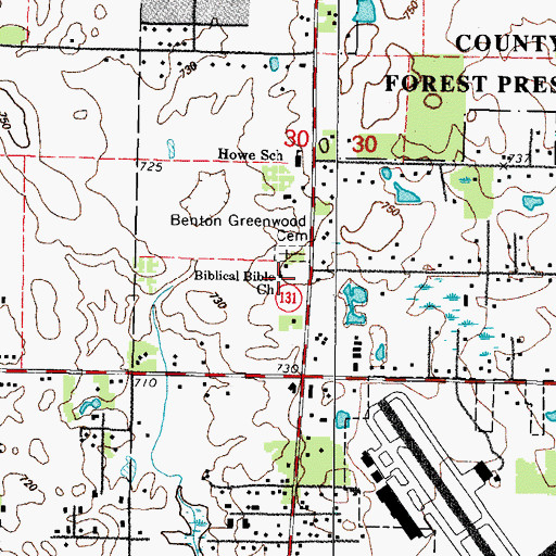 Topographic Map of Biblical Bible Church, IL