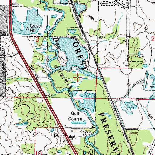 Topographic Map of Gurnee Woods Forest Preserve, IL