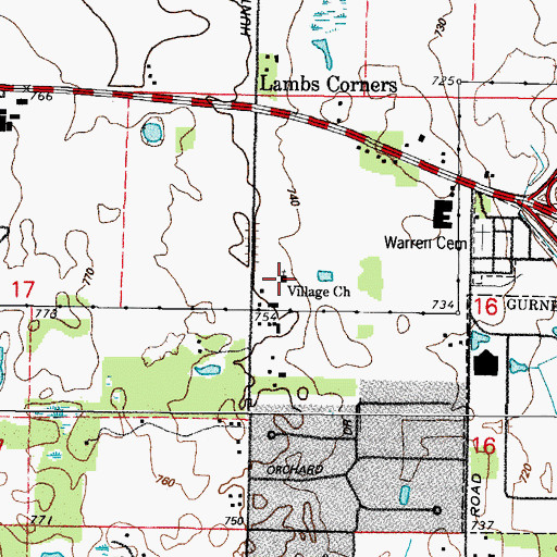 Topographic Map of Village Church of Gurnee, IL