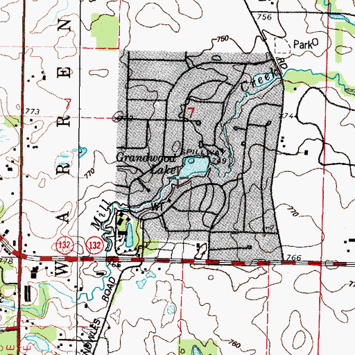 Topographic Map of Grandwood Lake, IL
