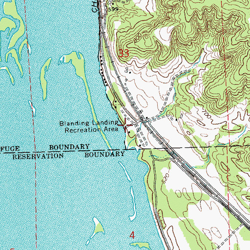 Topographic Map of Blanding Landing Recreation Area, IL