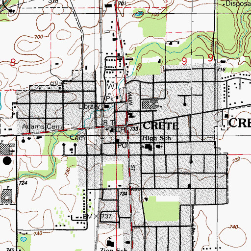 Topographic Map of Crete, IL