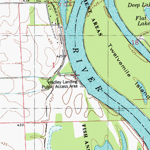 Topographic Map of Hadley Landing Public Access Area, IL