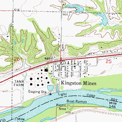 Topographic Map of Kingston Mines, IL