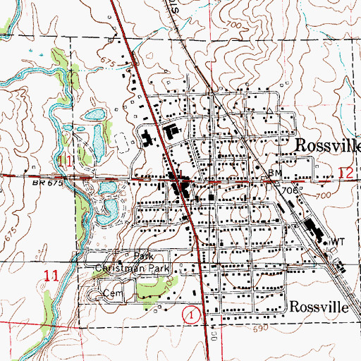 Topographic Map of Rossville, IL