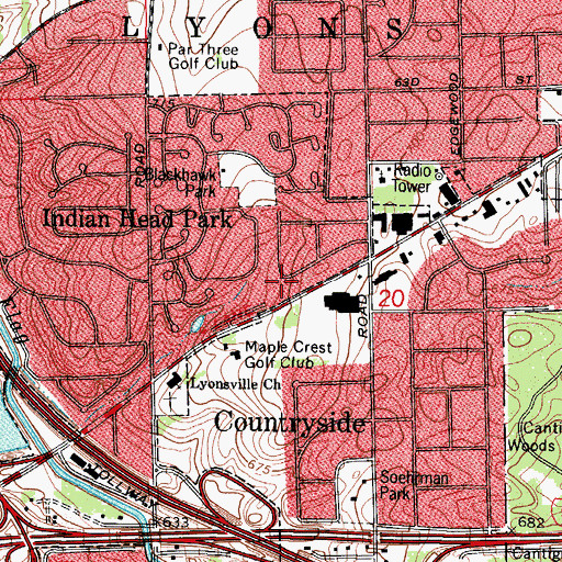 Topographic Map of Acacia Country Club, IL