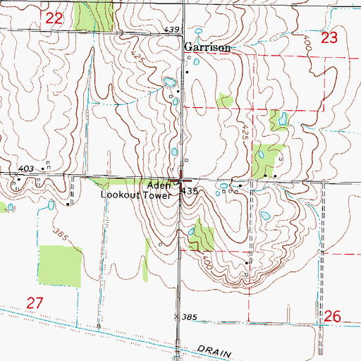 Topographic Map of Aden Lookout Tower, IL