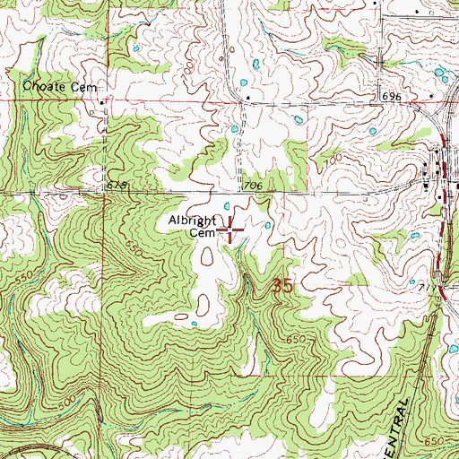 Topographic Map of Albright Cemetery, IL