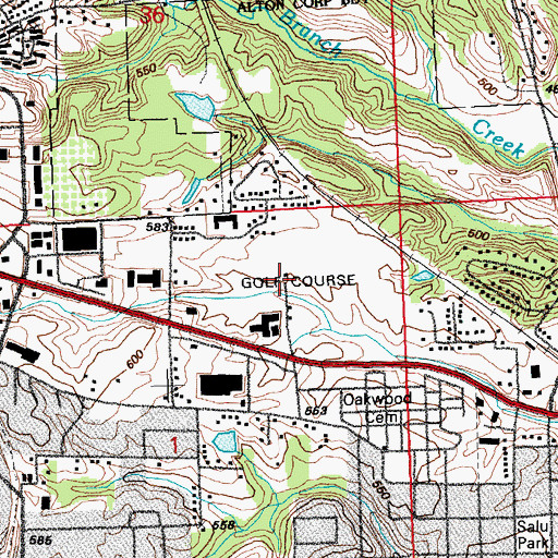 Topographic Map of Alton Municipal Golf Course, IL