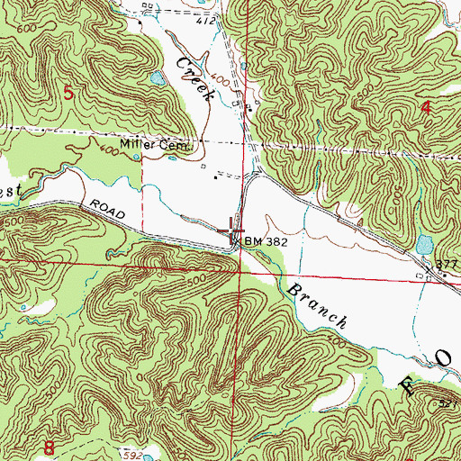 Topographic Map of Ambeer Creek, IL