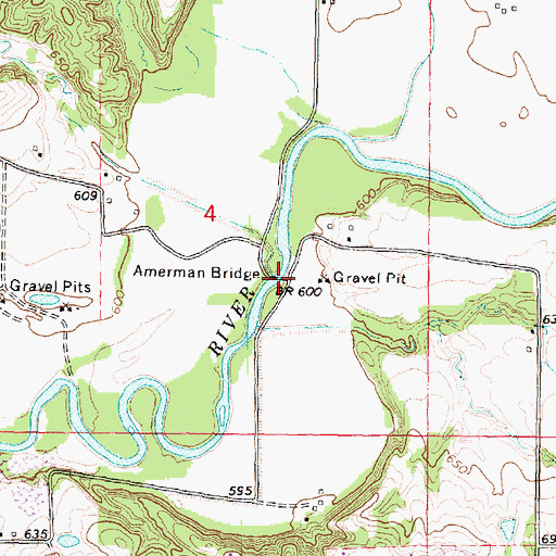 Topographic Map of Amerman Bridge, IL