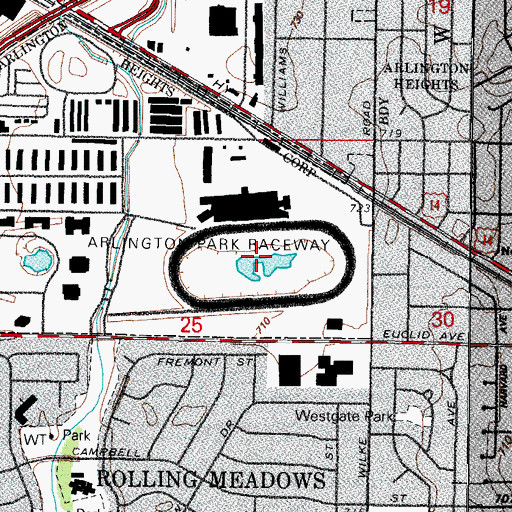 Topographic Map of Arlington Park Raceway, IL