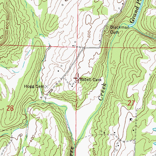 Topographic Map of Asbell Cemetery, IL