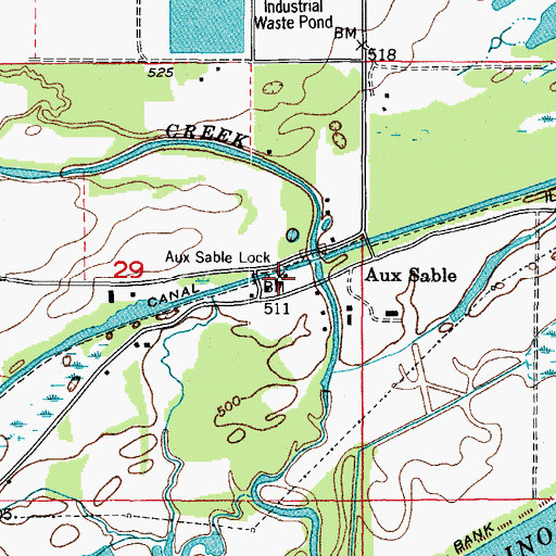 Topographic Map of Aux Sable Lock, IL