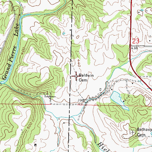 Topographic Map of Baldwin Cemetery, IL