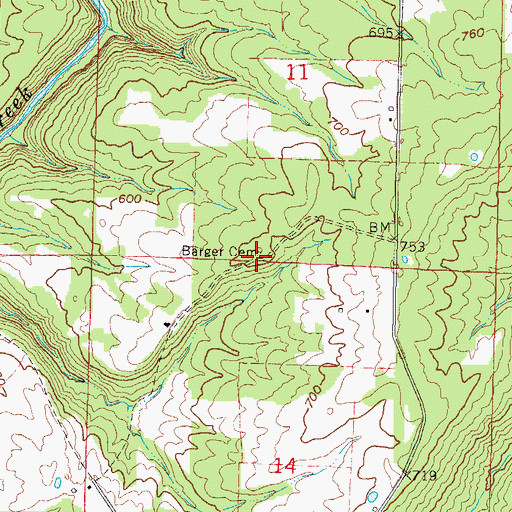 Topographic Map of Barger Cemetery, IL