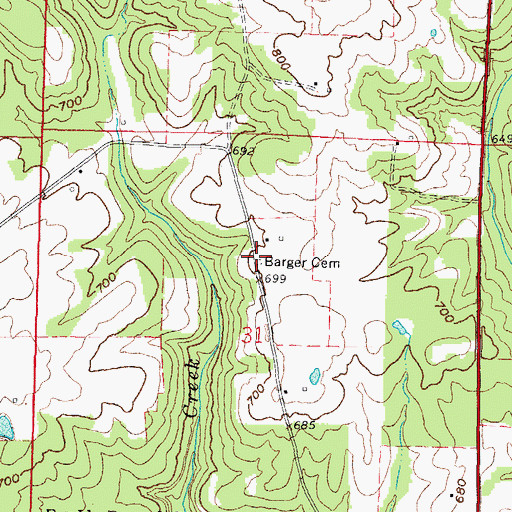 Topographic Map of Barger Cemetery, IL